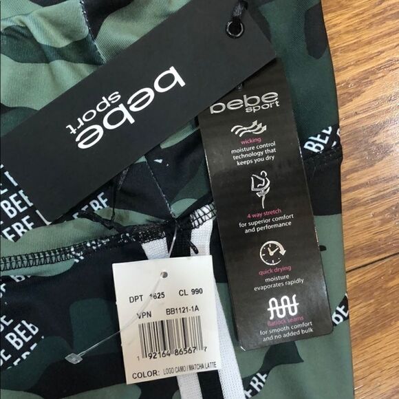 Bebe Sport Logo Camo Yoga Capris Sz L - Picture 9 of 9